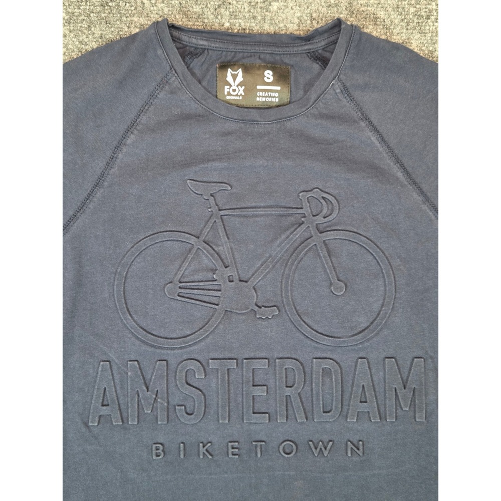 Fox Originals Amsterdam Biketown Embossed Graphic T-Shirt Navy Blue Small
